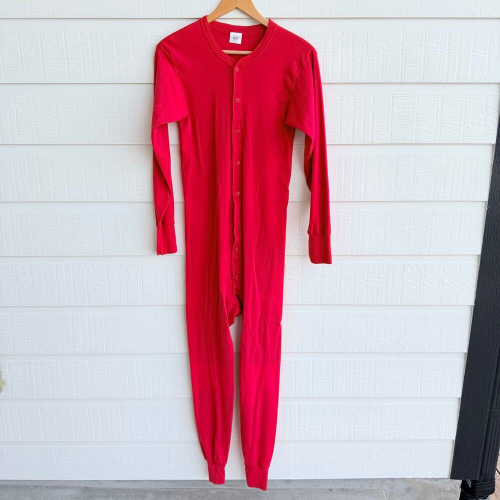 Rock Face Red Thermal Long Handles Union Suit M